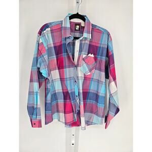 Karman Multicolored Plaid Long Sleeve Dress Shirt Size 15/16